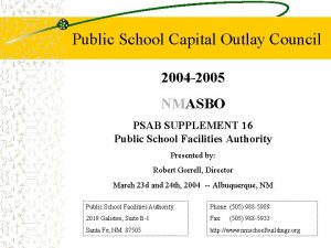 Public School Capital Outlay Council 2004 2005 NMASBO