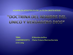 ASAMBLEA APOSTOLICA DE LA FE EN CRISTO JESUS