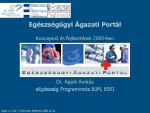 Egszsggyi gazati Portl Koncepci s fejlesztsek 2005 ben