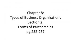 Chapter 8 Types of Business Organizations Section 2