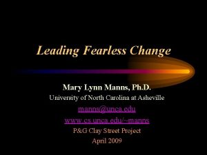Leading Fearless Change Mary Lynn Manns Ph D