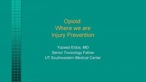 Opioid Where we are Injury Prevention Yazeed Eldos