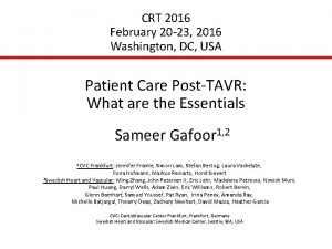 CRT 2016 February 20 23 2016 Washington DC