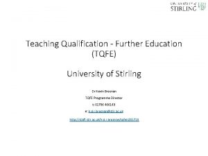 Tqfe qualification