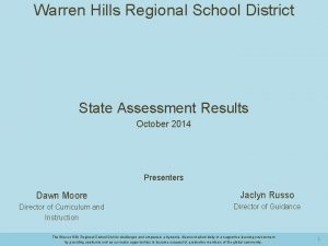 Warren Hills Regional School District State Assessment Results