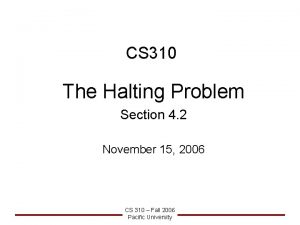 CS 310 The Halting Problem Section 4 2