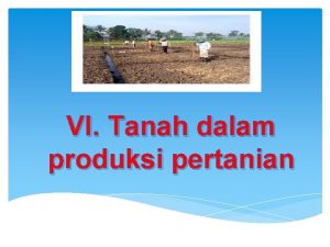 VI Tanah dalam produksi pertanian 1 Tanah sebagai