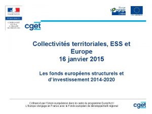 Collectivits territoriales ESS et Europe 16 janvier 2015