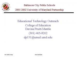 Baltimore City Public Schools 2001 2002 University of