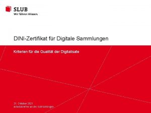 DINIZertifikat fr Digitale Sammlungen Kriterien fr die Qualitt