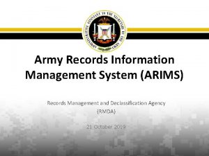 Army Records Information Management System ARIMS Records Management