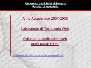 Universita degli Studi di Bologna Facolta di Ingegneria