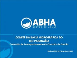 COMIT DA BACIA HIDROGRFICA DO RIO PARANABA Comisso