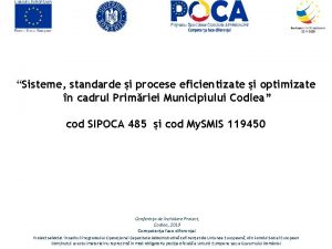 Sisteme standarde i procese eficientizate i optimizate n