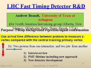 LHC Fast Timing Detector RD Andrew Brandt University