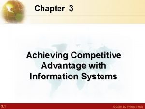 Chapter 3 Achieving Competitive Advantage with Information Systems