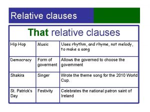 Relative clauses That relative clauses Hip Hop Music