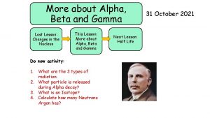 More about Alpha Beta and Gamma Last Lesson