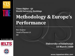 Times Higher QS World University Rankings Methodology Europes