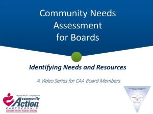 Community Needs Assessment for Boards Identifying Needs and
