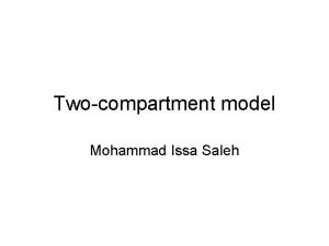 Twocompartment model Mohammad Issa Saleh Typical plasma concentration
