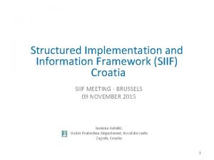 Structured Implementation and Information Framework SIIF Croatia SIIF