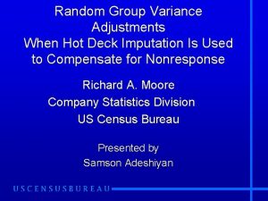 Random Group Variance Adjustments When Hot Deck Imputation