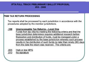 IFTA FULL TRACK PRELIMINARY BALLOT PROPOSAL 10 2006