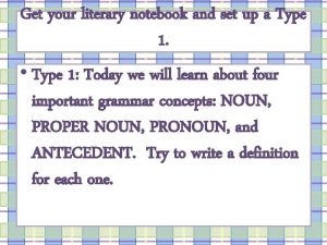 Get your literary notebook and set up a