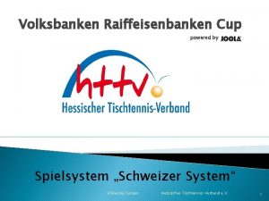 Volksbanken Raiffeisenbanken Cup powered by Spielsystem Schweizer System