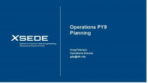 August 15 2016 Operations PY 9 Planning Greg