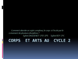 Comment aborder un sujet complexe le corps lcole