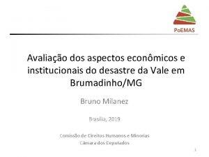 Avaliao dos aspectos econmicos e institucionais do desastre