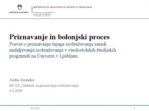 MINISTRSTVO ZA VISOKO OLSTVO ZNANOST IN TEHNOLOGIJO REPUBLIKA