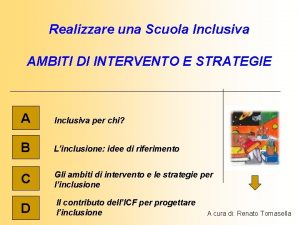 Realizzare una Scuola Inclusiva AMBITI DI INTERVENTO E