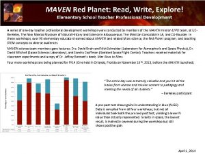 MAVEN Red Planet Read Write Explore Elementary School