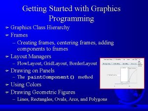 Getting Started with Graphics Programming Graphics Class Hierarchy