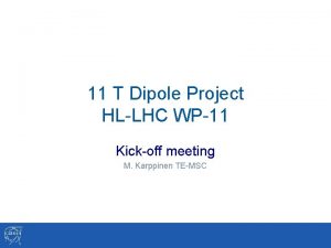 11 T Dipole Project HLLHC WP11 Kickoff meeting