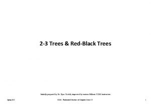 2 3 Trees RedBlack Trees Initially prepared by
