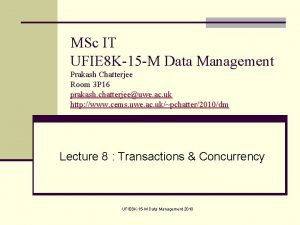 MSc IT UFIE 8 K15 M Data Management