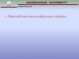 NAVRACHANA UNIVERSITY Osmosis in Plant Cells Plant cells