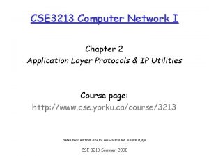 CSE 3213 Computer Network I Chapter 2 Application