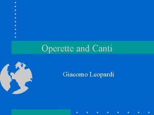 Operette and Canti Giacomo Leopardi Copernicus The suns