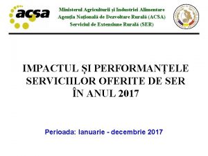 Ministerul Agriculturii i Industriei Alimentare Agenia Naional de