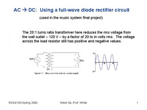 AC DC Using a fullwave diode rectifier circuit