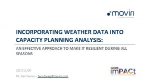 INCORPORATING WEATHER DATA INTO CAPACITY PLANNING ANALYSIS AN