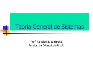 Teora General de Sistemas Prof Reinaldo E Zambrano