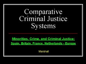 Comparative Criminal Justice Systems Minorities Crime and Criminal