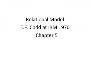 Relational Model E F Codd at IBM 1970