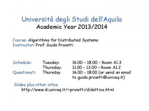 Universit degli Studi dellAquila Academic Year 20132014 Course